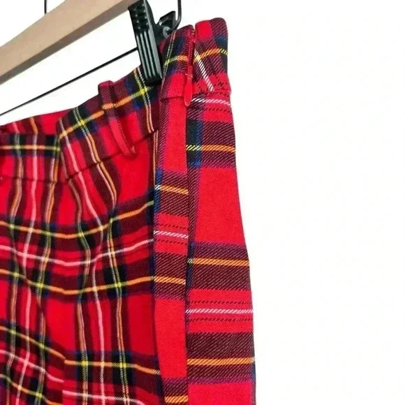 J.Crew Winnie Red Plaid Tartan Pant Skinny Ankle Length Side Zip | Womens Size 8 - Picture 5 of 6